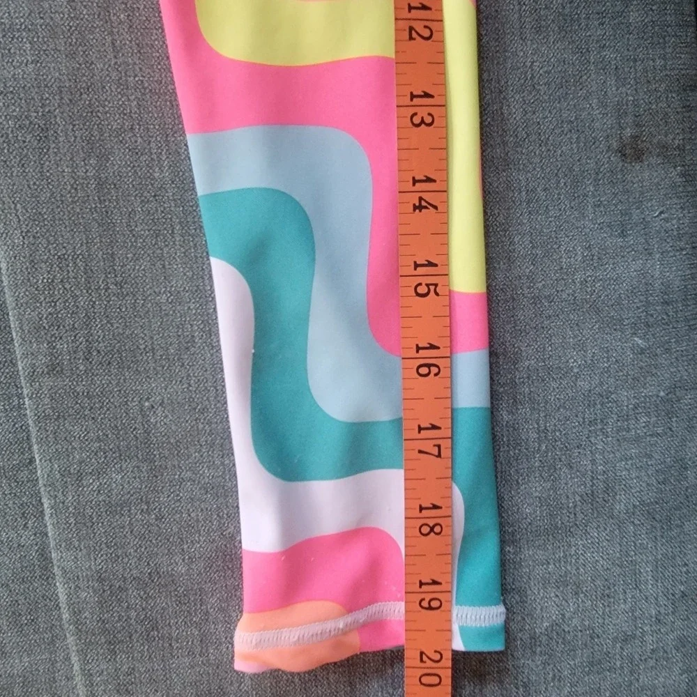 Betsey Johnson Rainbow Rash Guard Y M 10 Long Sleeve Beach Swim‎ Colorful Top